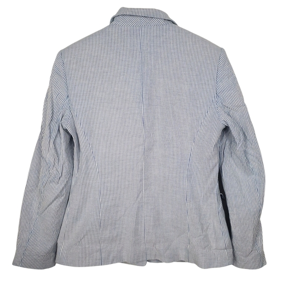 Talbots Blue and White Striped Blazer. Seersucker. 8 - Picture 6 of 9